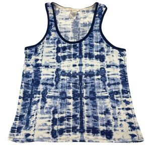 Lucky Brand Womens Y2K Tie Dye Razorback Tank‎ Top Size L Navy Lounge